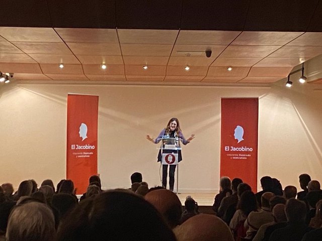 La eurodiputada de Ciudadanos y exdiputada del PSOE en el Congreso, Soraya Rodríguez, en un acto organizado por la plataforma 'El Jacobino' para rechazar "con indignación" la ley de amnistía