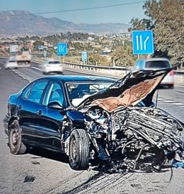 El coche accidentado en Lorca