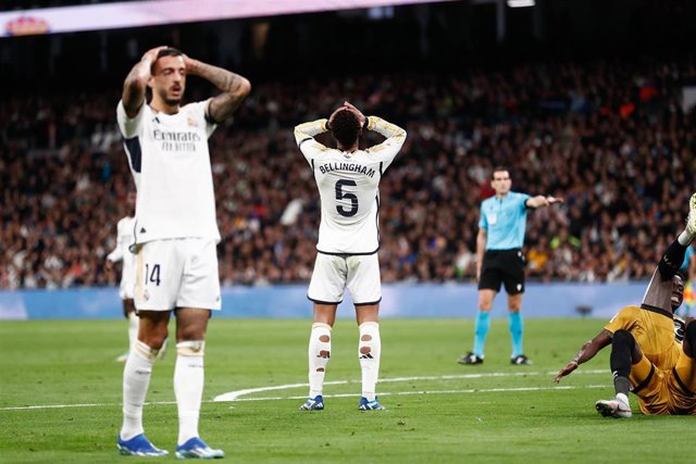 El centrocampista Jude Bellingham se lamenta en una jugada con el Real Madrid. 