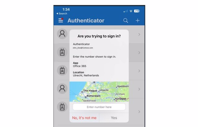 Notificación interna de aprobación de inicio de sesión en la app Authenticator