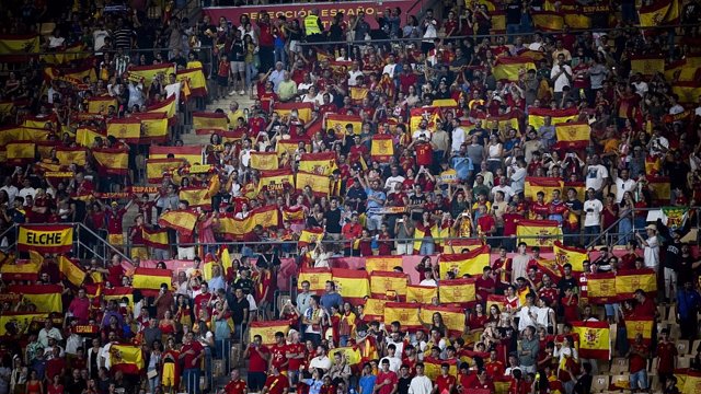 Imagen de las gradas de un estadio en un partido de la Selección Española de Fútbol.