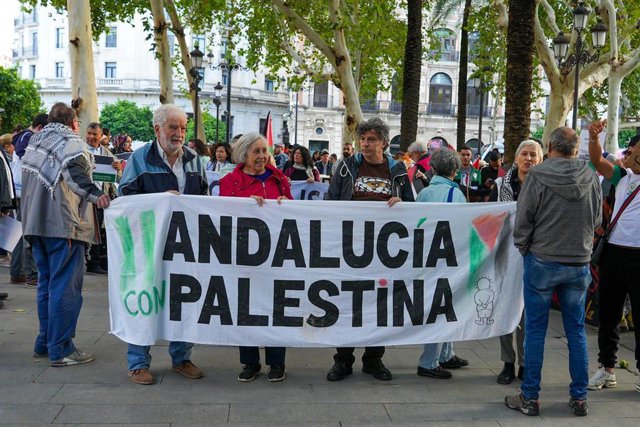 Imágenes de los manifestantes contra los bombardeos en Gaza, en la Plaza Nueva, en una foto de archivo.