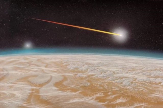 Cometa alcanzando un planeta