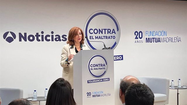 Angels García, directora general para el Servicio Público de Justicia, interviene en la III jornada 'Contra el Maltrato, Tolerancia Cero', organizada este jueves por Fundación Mutua Madrileña y Atresmedia