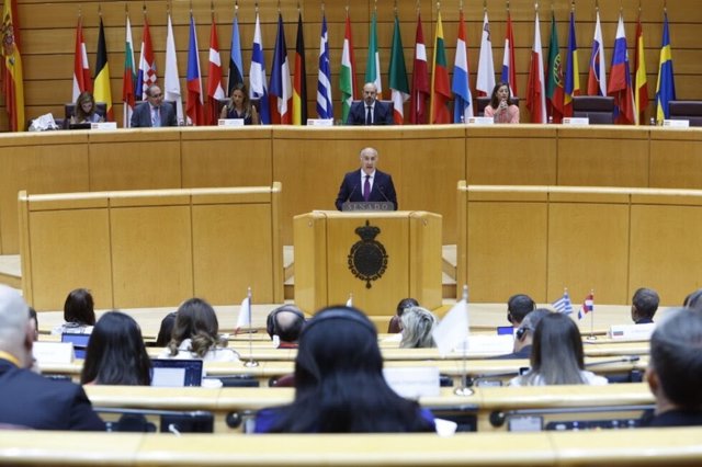 El alcalde de Algeciras y senador del PP por Cádiz, José Ignacio Landaluce, en la tribuna del Senado en una imagen de archivo.