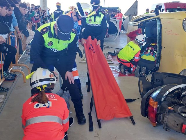 Imagen del simulacro de accidente de tráfico