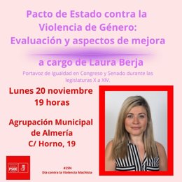 El PSOE municipal  de Almería celebra este lunes una conferencia sobre el Pacto de Estado contra violencia machista"