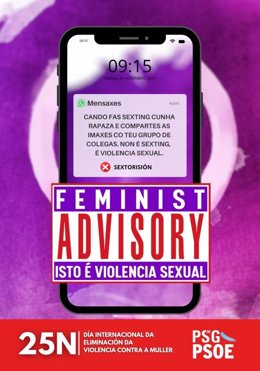 Cartel de la campaña puesta en marcha por el PSdeG con motivo del 25N, que se centra en la violencia sexual entre los más jóvenes