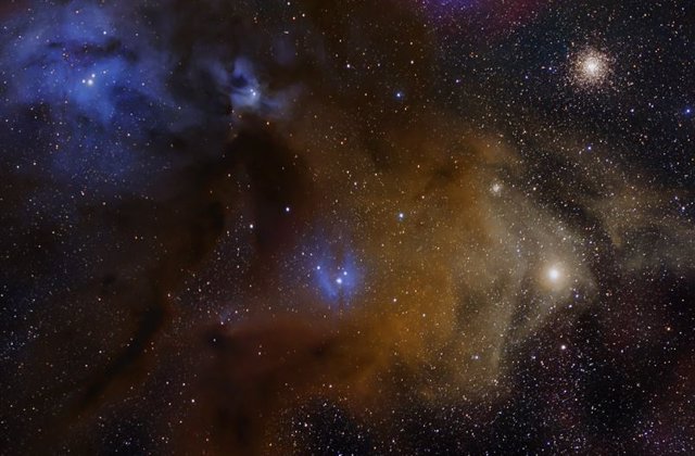 Imagen del complejo de nubes Rho Ophiuchi, la región de formación estelar más cercana a la Tierra.