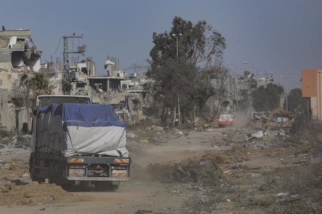 Imagen de archivo de un convoy en Gaza.