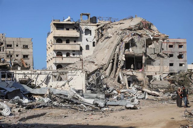 Edificio destruido por los bombardeos israelíes contra la Franja de Gaza