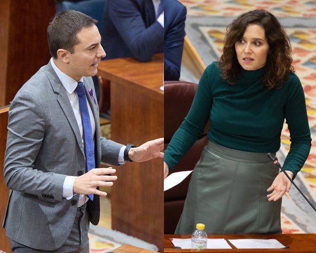 Ayuso y Lobato, durante un pleno en la Asamblea de Madrid. 
