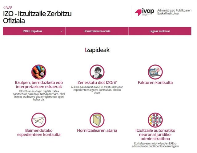 Eusko Jaurlaritzako Gobernantza Publiko eta Autogobernu Sailaren IZO Itzultzaile Zerbitzu Ofiziala.