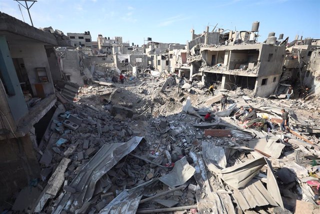 December 4, 2023, Al-Breij, West Bank, Palestinian Territory: A view of the heavily damaged, collapsed buildings after Israeli attacks hit the buildings belonging palestinian families in Al-Breij, Gaza Strip on December 04, 2023