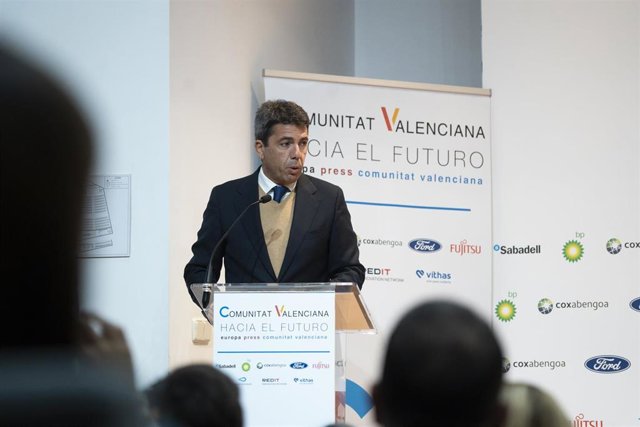 El 'president' de la Generalitat Valenciana, Carlos Mazón, interviene en la jornada 'Comunitat Valenciana, hacia el futuro', en imagen de archivo
