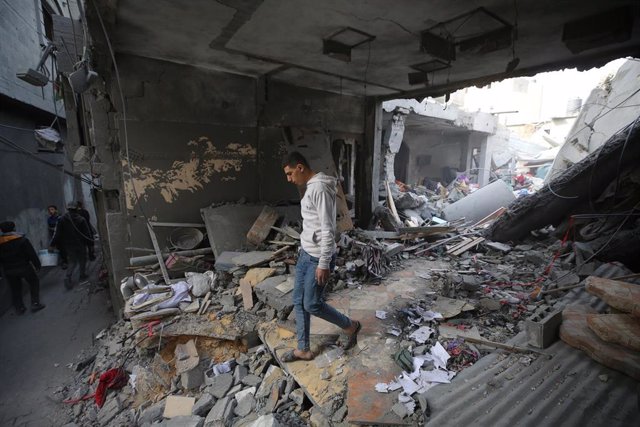 Imagen de archivo de bombardeos israelíes en Gaza 
