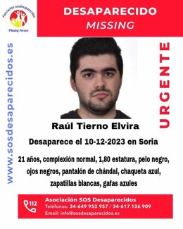 Buscan a un joven desaparecido el domingo en Soria.