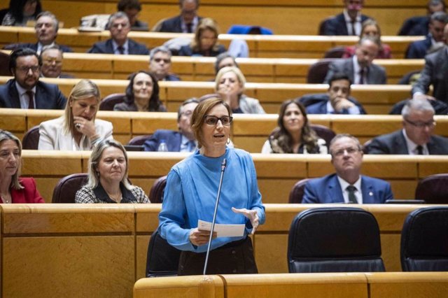 La ministra de Sanidad, Mónica García, en el Senado.