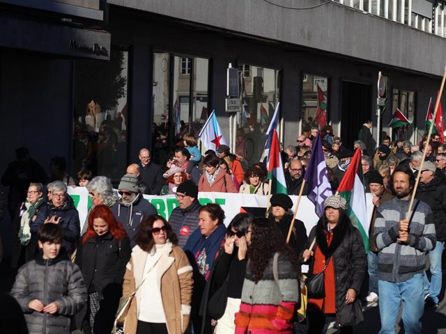 Manifestación contra "el genocidio" de Israel a Palestina, a 17 de diciembre, en Santiago.