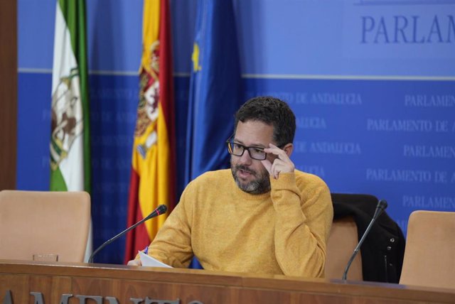 El portavoz del Grupo Mixto-Adelante Andalucía, José Ignacio García, este martes en rueda de prensa.