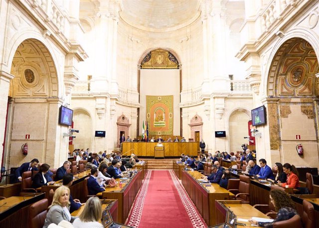 Archivo - Debate de totalidad del proyecto de Ley del Presupuesto andaluz de 2024 en el Pleno del Parlamento. (Foto de archivo).