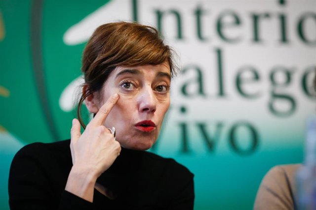 La portavoz de Sumar en el Congreso, Marta Lois, asiste a un acto en Chantada, Lugo, Galicia (España).