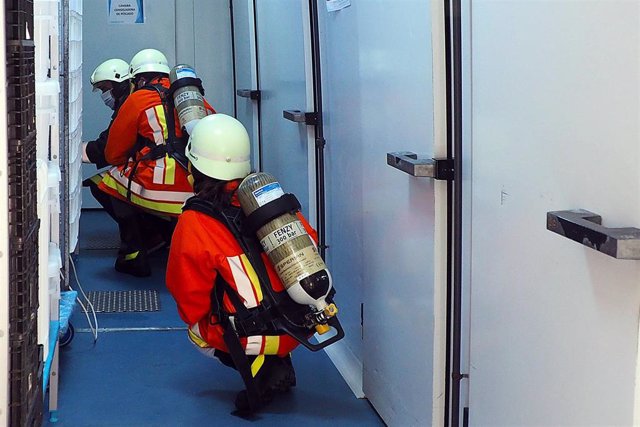 Archivo - Bomberos de la Diputación intervienen en el simulacro de incendio, en una imagen de archivo