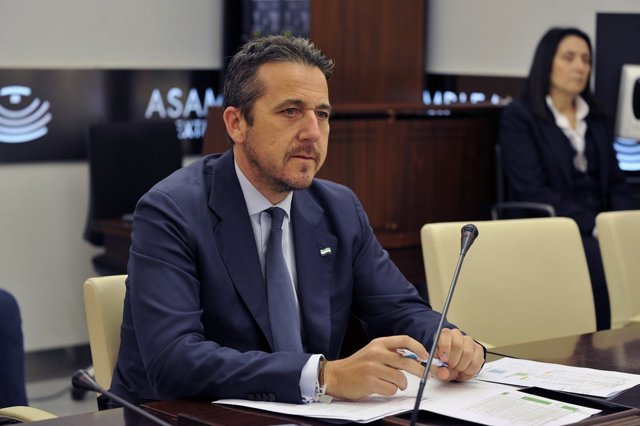 El secretario general de Economía, Empresa y Comercio, Víctor Píriz, en su comparecencia en comisión en la Asamblea