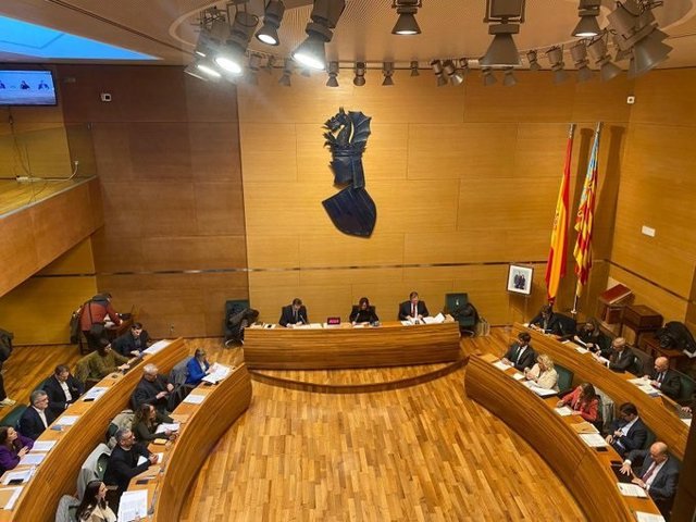 Imagen del pleno ordinario de diciembre del Ayuntamiento de València celebrado en la Diputación de Valencia.