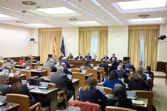 El ministro de la Presidencia, Relaciones con las Cortes y Justicia, Félix Bolaños (3i), interviene durante la elección de la Vicepresidencia Primera de la Comisión de Justicia, en el Congreso de los Diputados.