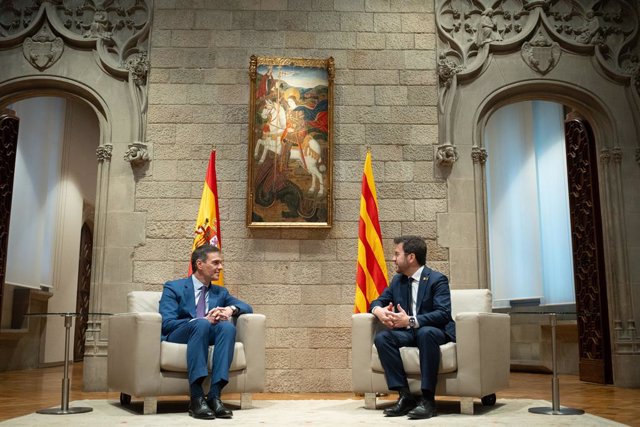 El president del Govern central, Pedro Sánchez, i el president català, Pere Aragonès