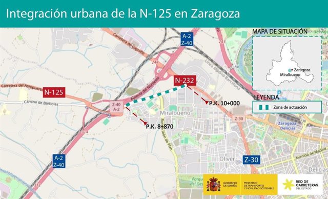 El Ministerio de Transportes licita por 3,3 millones las obras de integración de la N-125 en la ciudad.