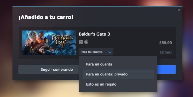 Juegos privados en Steam