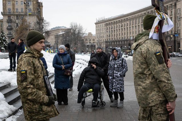Imagen de archivo de un funeral en Kiev por un militar ucraniano fallecido en Jersón