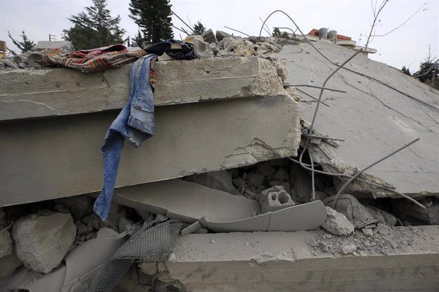 Imagen de archivo de un edificio destruido por un ataque israelí en Líbano