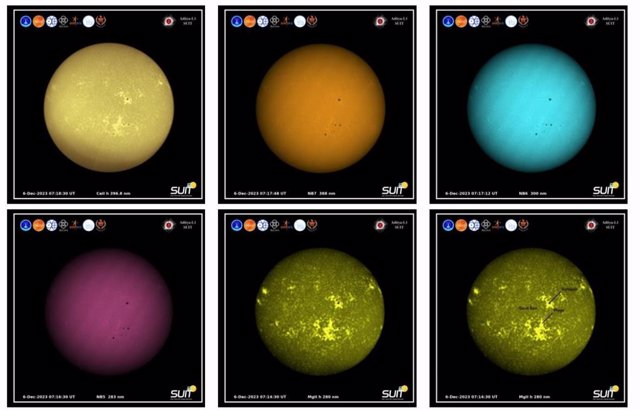Imágenes del disco solar de la misión india Aditya L1