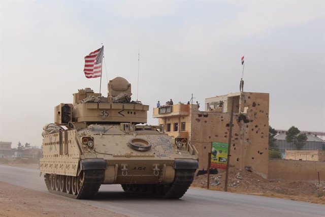Archivo - Un vehículo militar estadounidense en la provincia siria de Hasaka