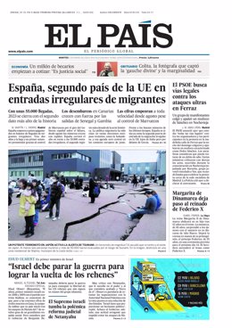 Portada de El País del día 2 de enero de 2024