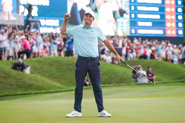 Archivo - 12 March 2023, US, Ponte Vedra Beach: US professional golfer Scottie Scheffler reacts after putting the 18th green and winning the 2023 PLAYERS Championship at TPC Sawgrass. Photo: Debby Wong/ZUMA Press Wire/dpa