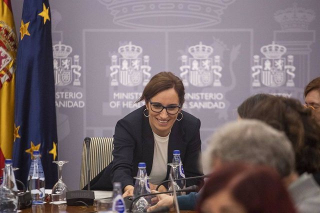 La ministra de Sanidad, Mónica García, durante el CISNS celebrado el 8 de enero de 2024