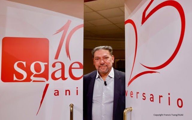 El presidente de SGAE, Antonio Onetti, durante la rueda de prensa del 125 aniversario