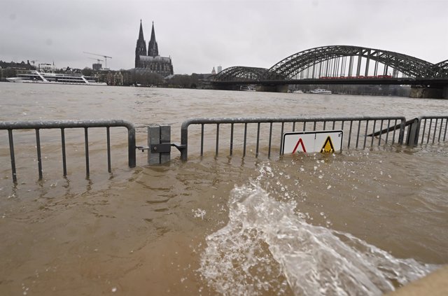 Inundaciones del río Rhin en Colonia el 6 de enero de 2024  