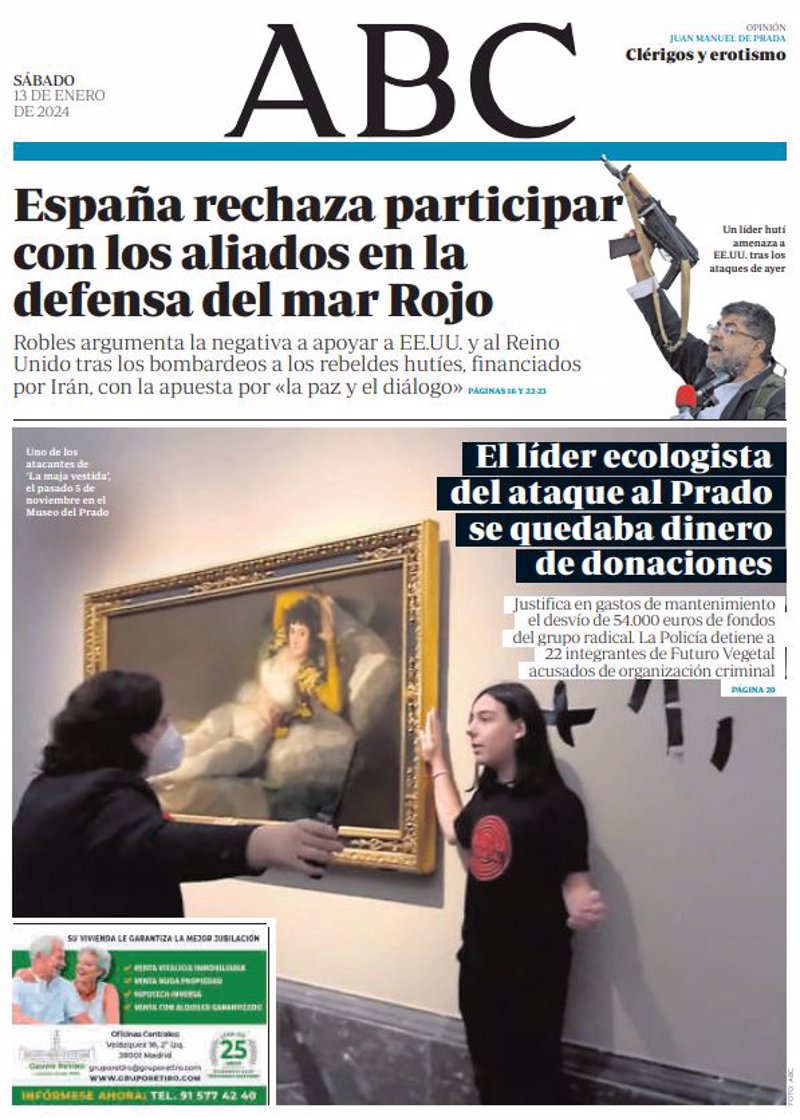 Portadas De Los Periódicos Del Sábado 13 De Enero De 2024