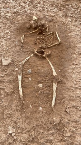 Uno de los restos hallados en la necrópolis romana descubierta en València