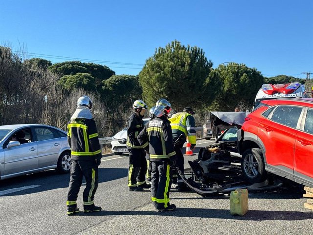 Imagen del accidente en la A-5.