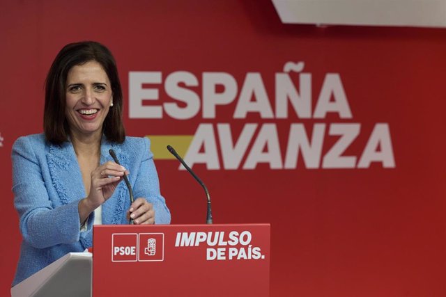 La nueva Portavoz del PSOE, Esther Peña, durante una rueda de prensa tras la reunión de la Comisión Ejecutiva Federal, en la sede del PSOE en Ferraz, a 22 de enero de 2024, en Madrid (España). 