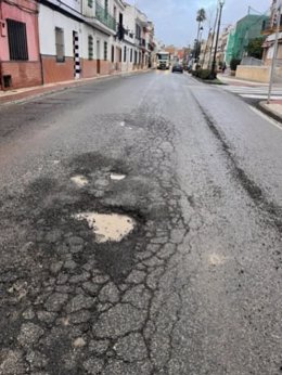 Estado de la carretera a su paso por Guillena, en Sevilla.