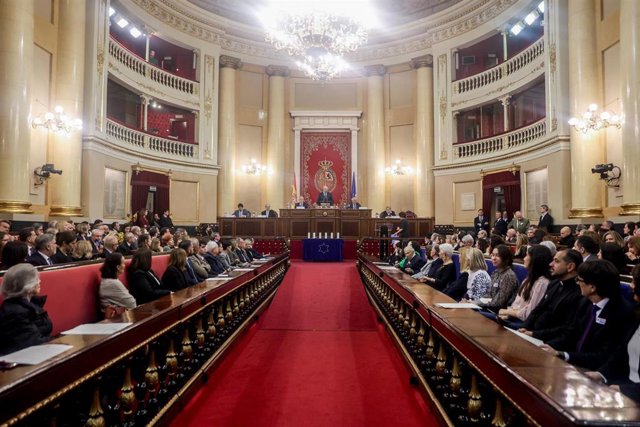 Vista general del acto con motivo del Día Oficial de la Memoria del Holocausto y de los Crímenes contra la Humanidad, en el Senado de España, a 26 de enero de 2024, en Madrid (España).  