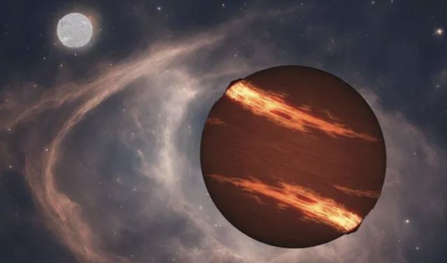 Una ilustración muestra un mundo parecido a Júpiter orbitando una estrella enana blanca muerta.