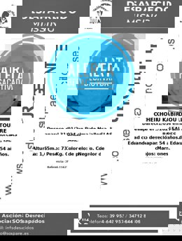 Cartel alarma desactivada SOS Desaparecidos